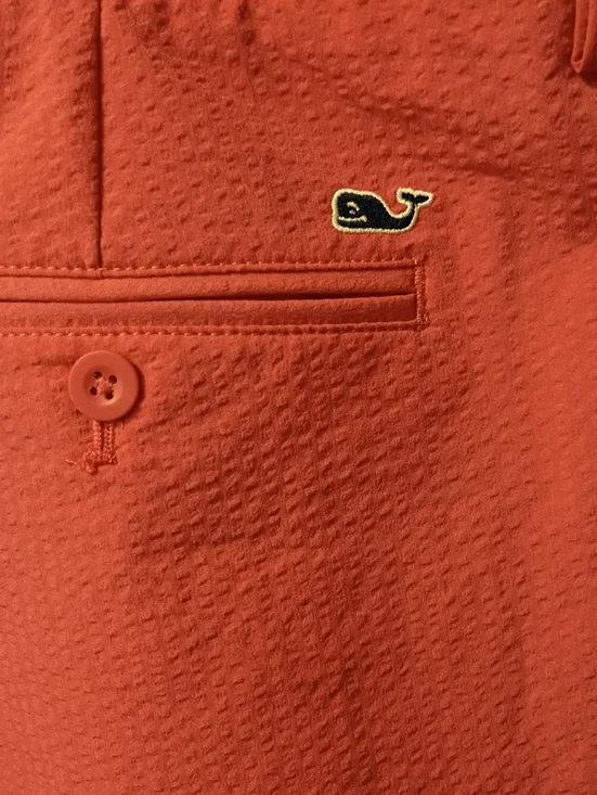 Vineyard Vines 8"Textured Performance Breaker Short Mens 40 Coral GolfSeersucker - Picture 5 of 5